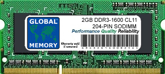 2GB DDR3 1600MHz PC3-12800 204-PIN SODIMM MEMORY RAM FOR TOSHIBA LAPTOPS/NOTEBOOKS
